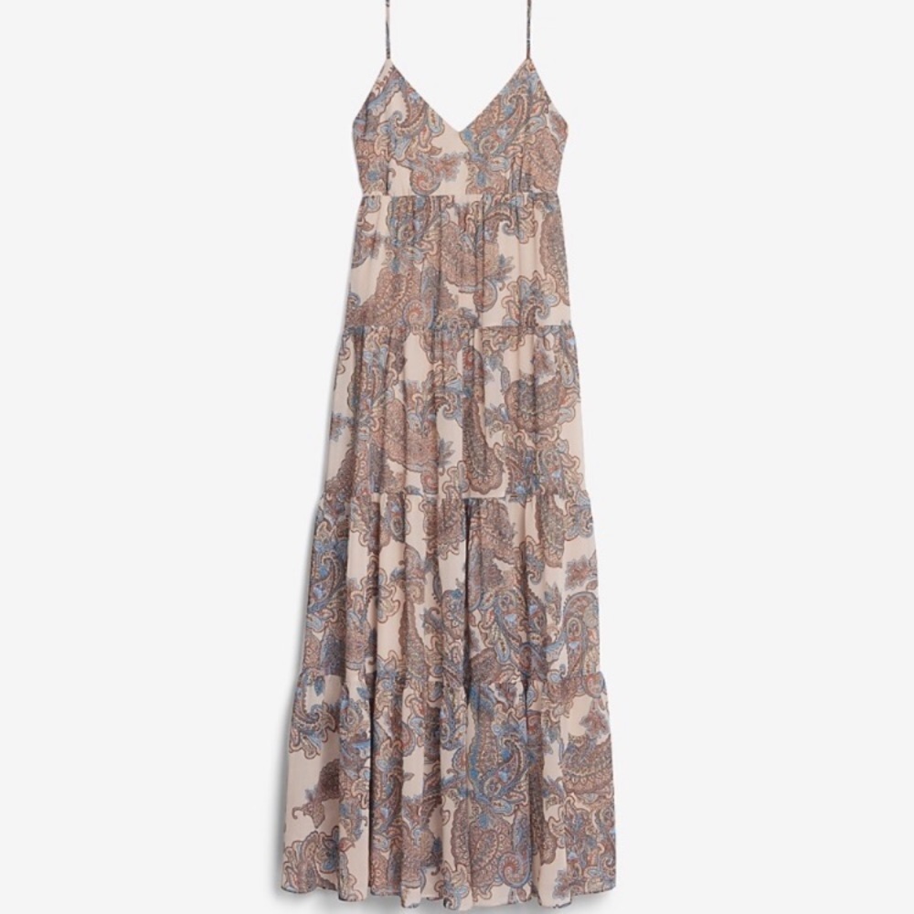 Express Paisley Tiered Maxi Dress Size Small
